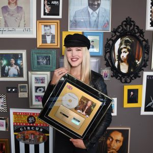 Ashley accepting Gold Plaque in UK 2017